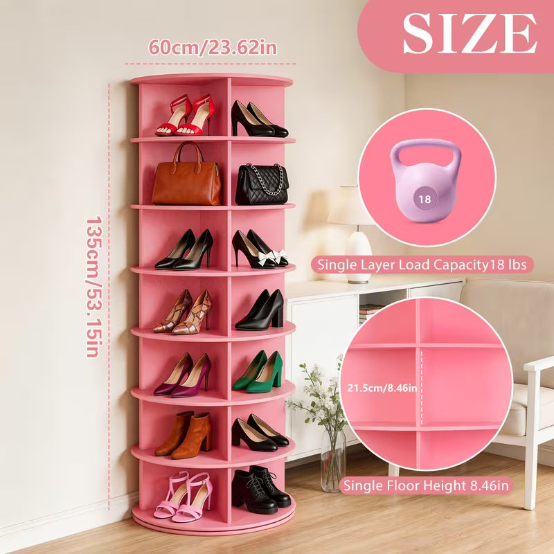7-Tier 360° Rotating Shoe Rack – Spinning Shoe Organizer & Vertical Storage Tower