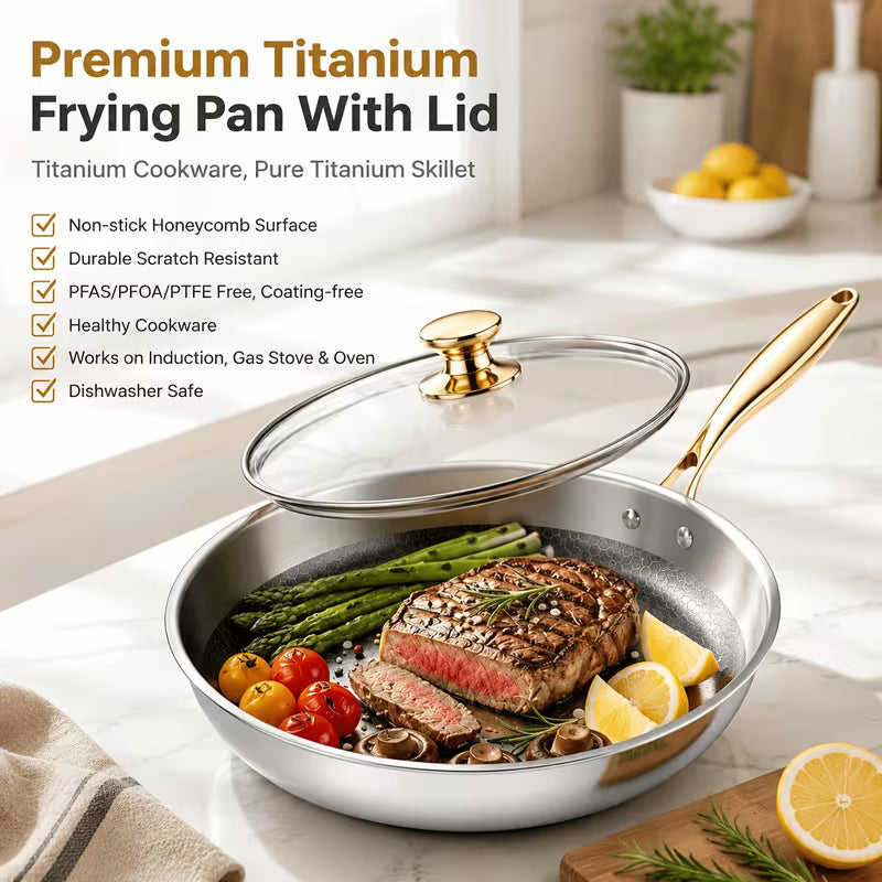 12-Inch Premium Titanium Frying Pan with Lid