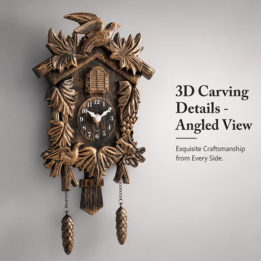 3D Retro Birdhouse Wall Clock with Pendulum, Vintage Bronze Finish & Decorative Chime Design