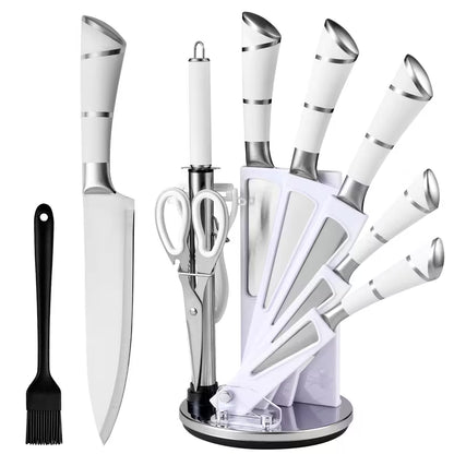9-Piece Kitchen Knife Set with Knife Block & Built-In Sharpener