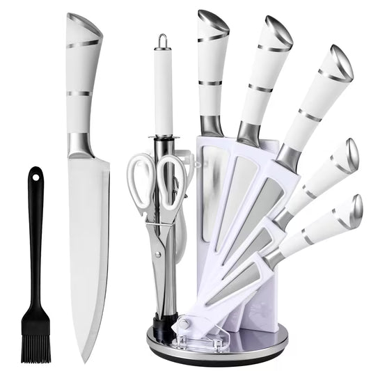 9-Piece Kitchen Knife Set with Knife Block & Built-In Sharpener