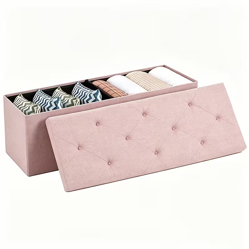 Heavy-Duty Folding Storage Bench with Shoe Cabinet & Thick Padded Seat