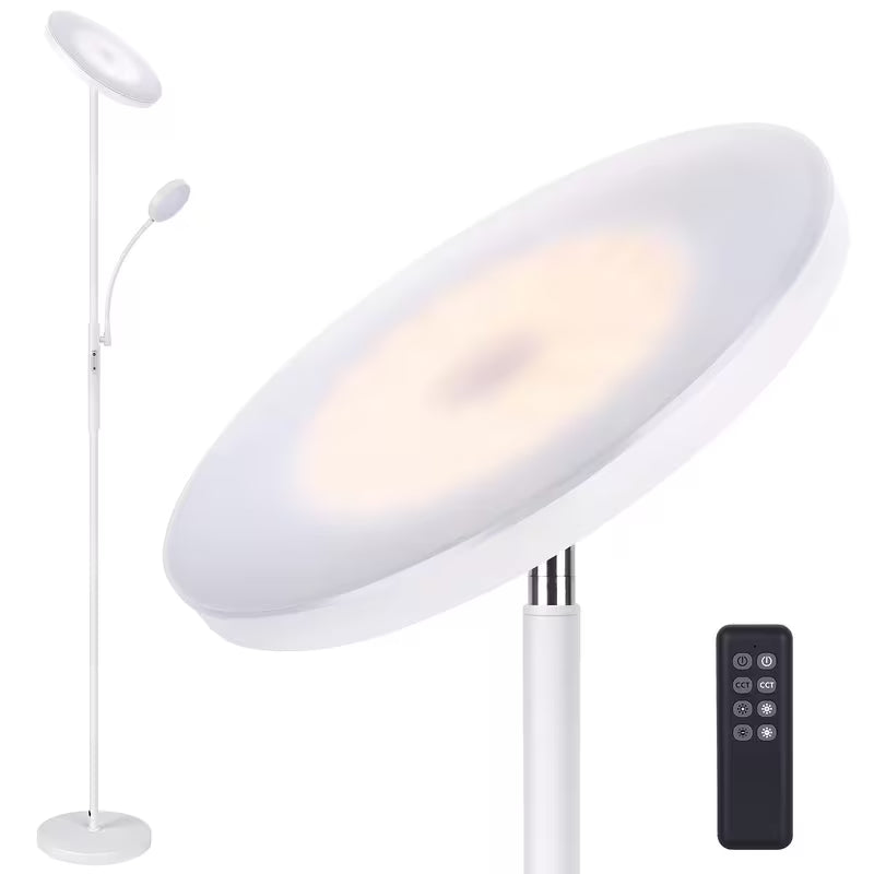 LED Floor Lamp with Reading Light – 27W 2300LM + 7W 350LM, Dimmable Standing Lamp with Remote & Touch Control