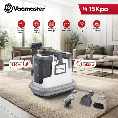 Portable Carpet & Upholstery Spot Cleaner – 15KPa Powerful Suction with Versatile Cleaning Tools
