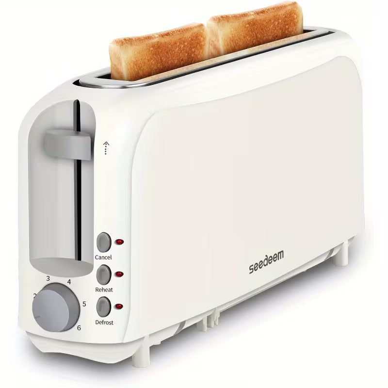 2-Slice Compact Toaster with 6 Browning Settings, Cancel Button & Removable Crumb Tray, 750W White Bread Toaster